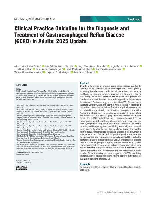 Guía de práctica clínica para el diagnóstico y tratamiento de la enfermedad por reflujo gastroesofágico (ERGE) en adultos: actualización 2025